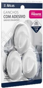 GANCHO ADESIVO 3 PCS 1,0 KG PLASTICO BR