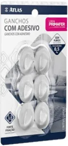 GANCHO ADESIVO 6 PCS 0,5 KG PLASTICO BR